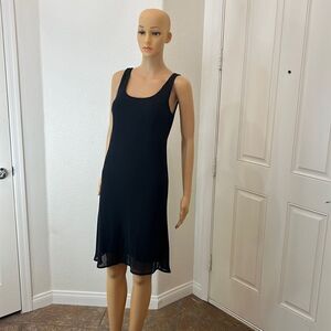 AGB Black Dress Size 6 Petite Byers California Scoop Neck Sleeveless Midi Lined
